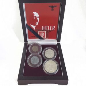 Adolf Hitler WWII Collection of Four Coins and One Stamp